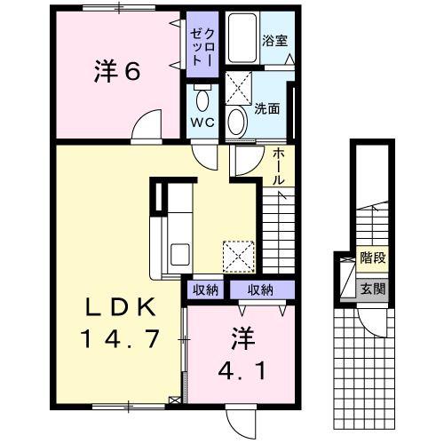 ブレイヴ(2LDK/2階)の間取り写真