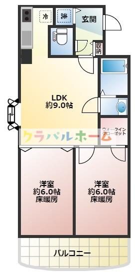 ノルデンタワー新大阪アネックス(2LDK/6階)の間取り写真
