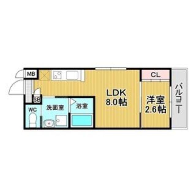 リアコート北田辺II(1LDK/2階)の間取り写真