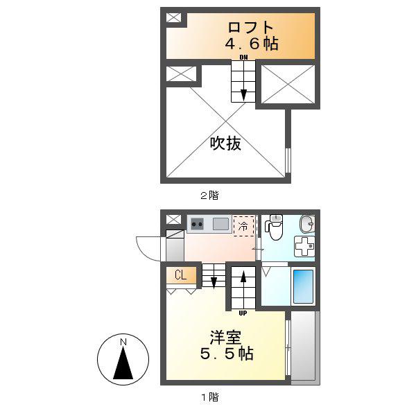 モルゲンロート(ワンルーム/2階)の間取り写真
