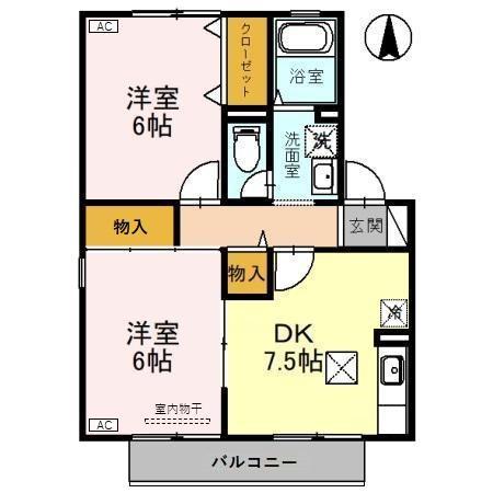 メゾン・パストラルA棟(2DK/1階)の間取り写真