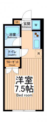 シティーコート川崎(1K/2階)の間取り写真
