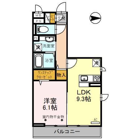 ルピナスV(1LDK/2階)の間取り写真