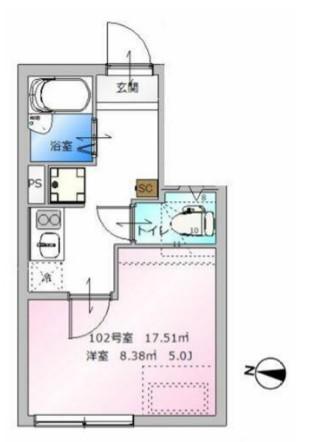 REBERTY目黒南(1K/1階)の間取り写真