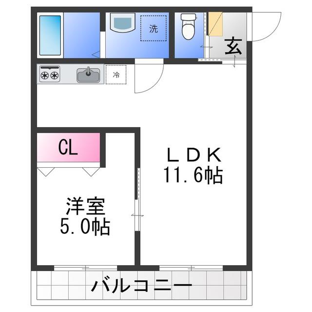 ALEGRIA諏訪ノ森(1LDK/2階)の間取り写真