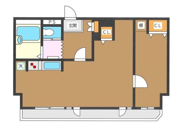 シャイン竹ノ塚(1LDK/4階)の間取り写真