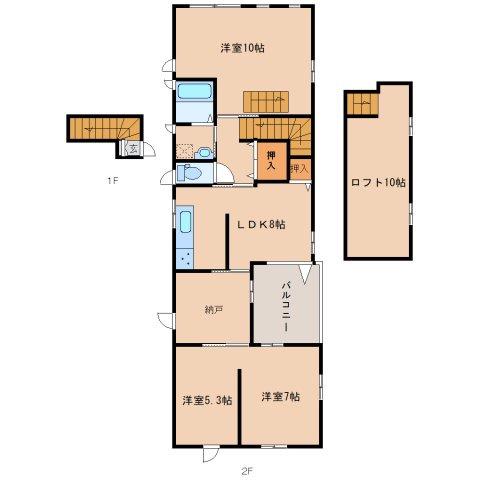 奈良市東寺林町(3SDK/2階)の間取り写真
