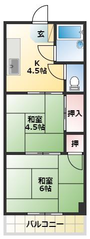 光徳マンション(2K/4階)の間取り写真