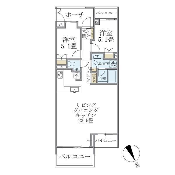 目白ガーデンヒルズ(2LDK/5階)の間取り写真