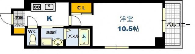GRACE TOKAICHI CITY(1K/3階)の間取り写真
