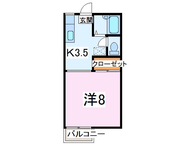 セヌマコーポ(1K/2階)の間取り写真