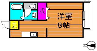 西之浦サンプラザ(1K/2階)の間取り写真