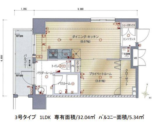 レジデンシャルヒルズ・ヴィラ・スタイル(1LDK/4階)の間取り写真