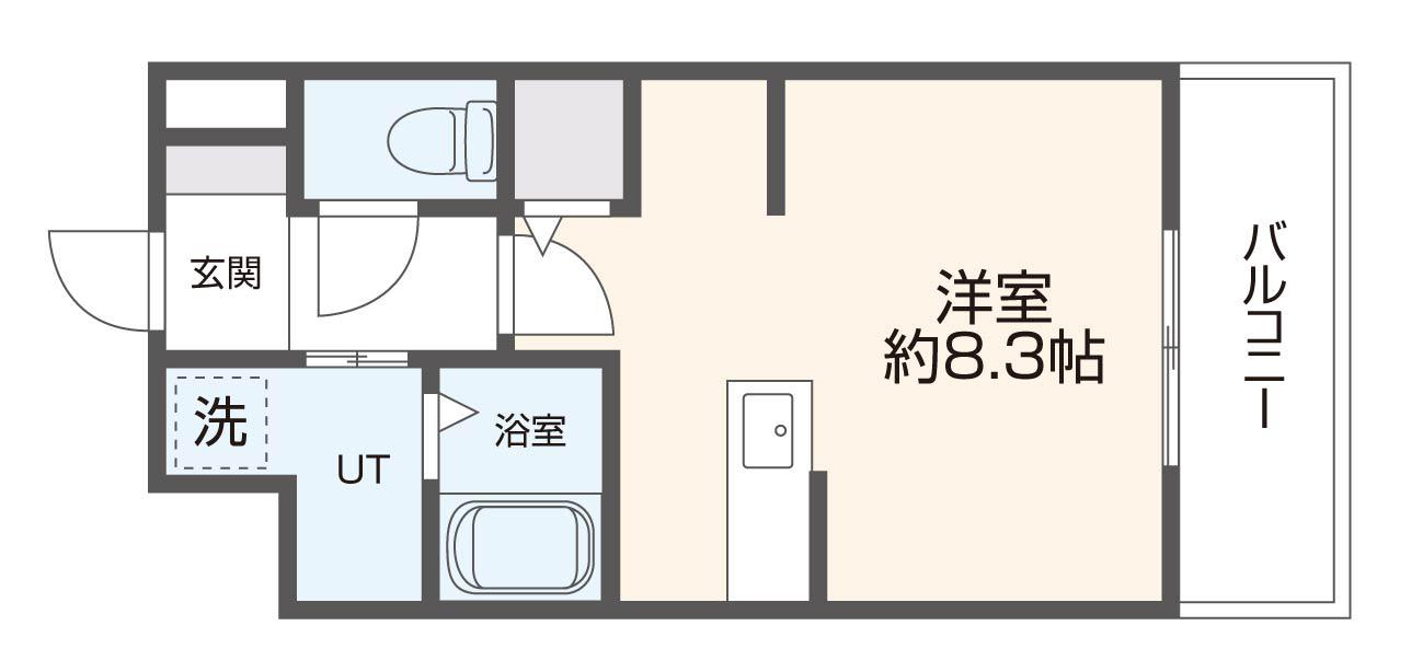ソラーナ弥刀(1K/3階)の間取り写真