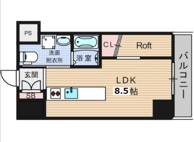 アイボリーポワント難波ウエスト(1LDK/2階)の間取り写真