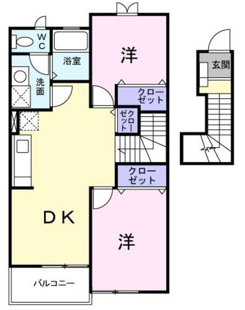 パークハイム伍番館(2LDK/2階)の間取り写真