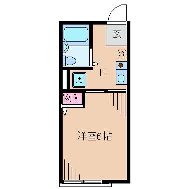 グリーンヒルI(1K/2階)の間取り写真