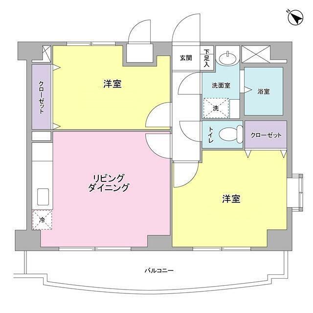 アビタシオン元住I(2LDK/4階)の間取り写真