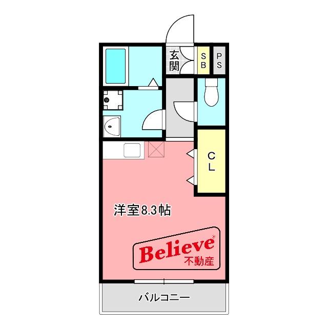 オリーヴァ花畑(ワンルーム/3階)の間取り写真