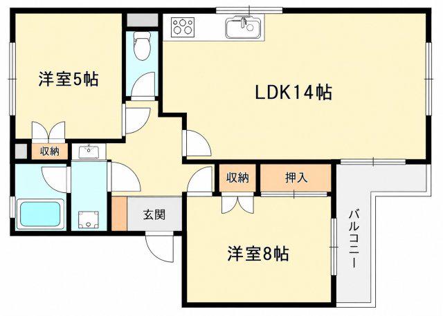 松下ビル(2LDK/2階)の間取り写真