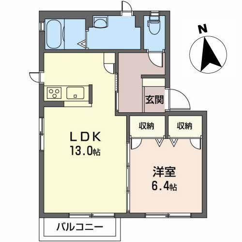 タウンJI(1LDK/1階)の間取り写真