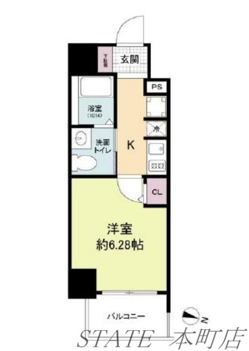 METROSA弁天町(1K/4階)の間取り写真