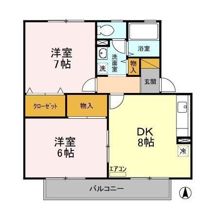 サンハイム II(2DK/2階)の間取り写真