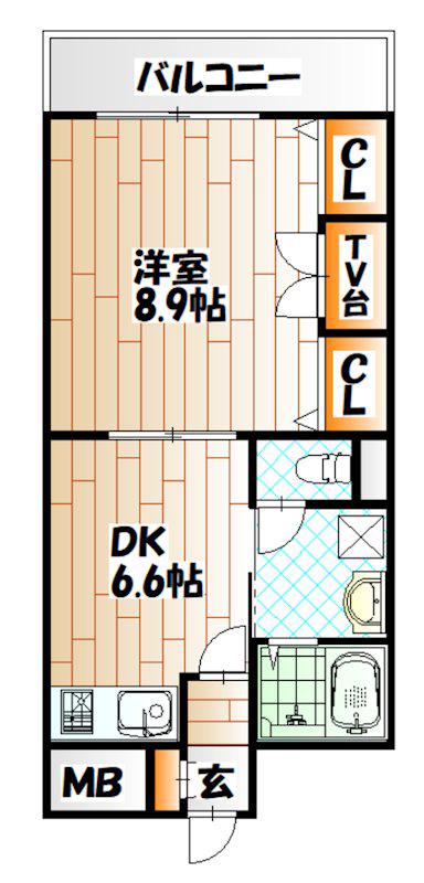 コスモス小倉駅前II(1DK/10階)の間取り写真