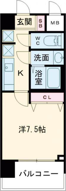 スプランディッド堺東DUE(1K/10階)の間取り写真