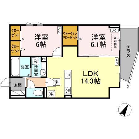 セリーン テラ(2LDK/1階)の間取り写真