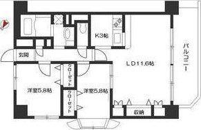 ロータス仙台中央(2LDK/9階)の間取り写真