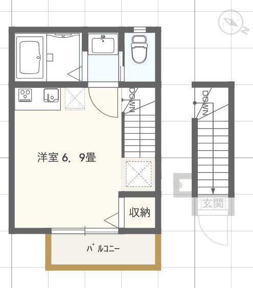 リバティ保谷/2階(1K/2階)の間取り写真