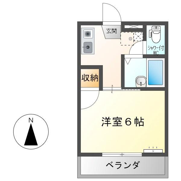 パークヴィラ国分(1K/2階)の間取り写真