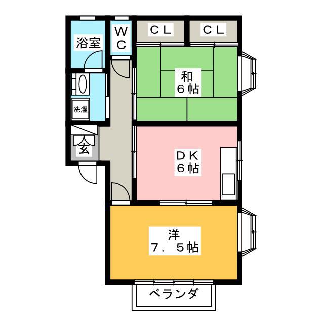 コーポクレセ(2DK/1階)の間取り写真