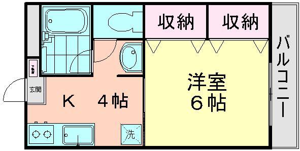 ポプリタウン夏見(1K/2階)の間取り写真
