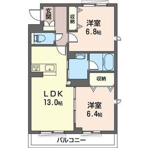 プレーヌ ガーデンズ(2LDK/1階)の間取り写真
