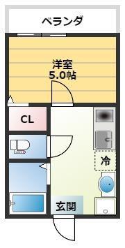 MUNSTER(1K/1階)の間取り写真