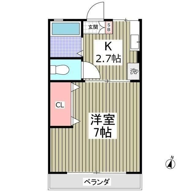 カトレアA荘(1K/2階)の間取り写真