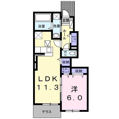 スタンドリバーII(1LDK/1階)の間取り写真