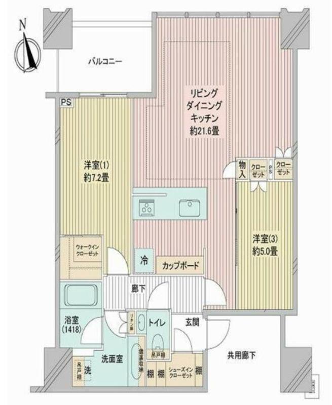白金ザ・スカイ ウエスト(2LDK/34階)の間取り写真
