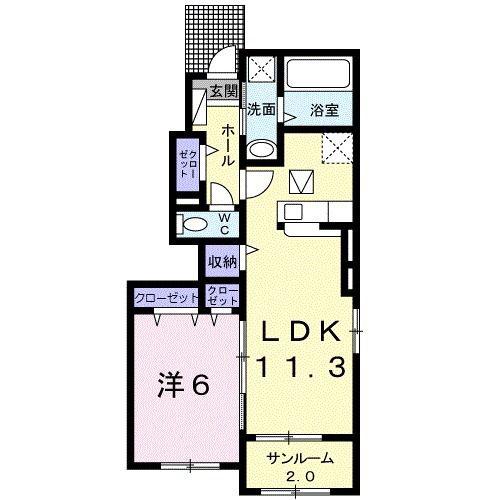 パークレジデンス(1LDK/1階)の間取り写真