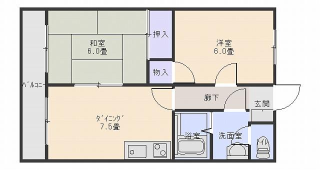 ルネサンス21(2DK/3階)の間取り写真