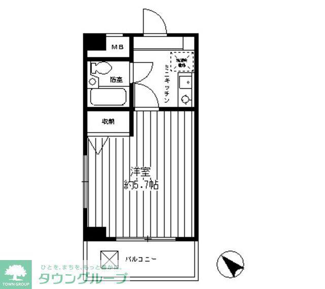 シャルム白楽(ワンルーム/5階)の間取り写真