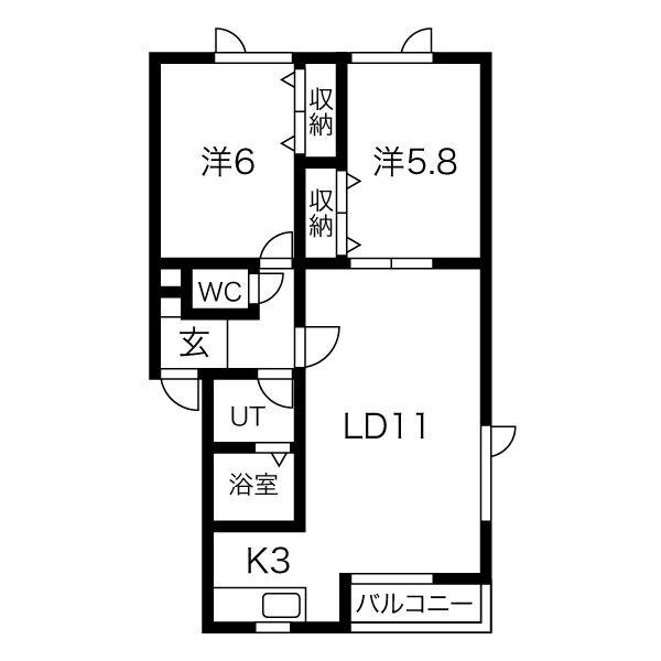 オーラム(2LDK/2階)の間取り写真