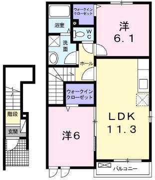 ティエラ(2LDK/2階)の間取り写真