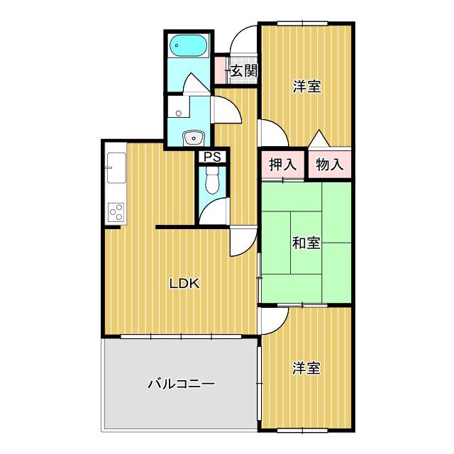 ロイヤルレインボー小杉(3LDK/2階)の間取り写真