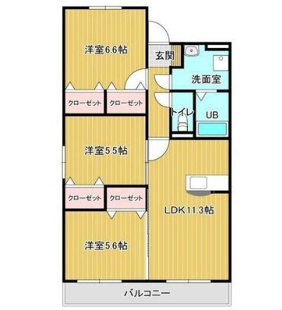 RSRレジデンス中津(3LDK/4階)の間取り写真