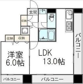 フィオリーシェ東浅草(1LDK/9階)の間取り写真