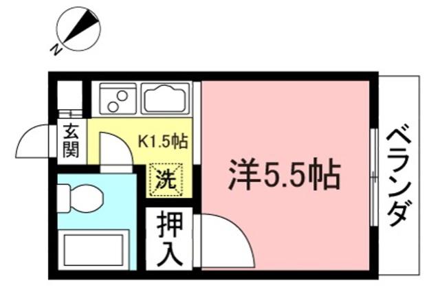 レインボーコート(1K/1階)の間取り写真