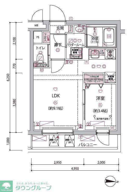 ARCOBALENO BUBAIGAWARA(1LDK/3階)の間取り写真